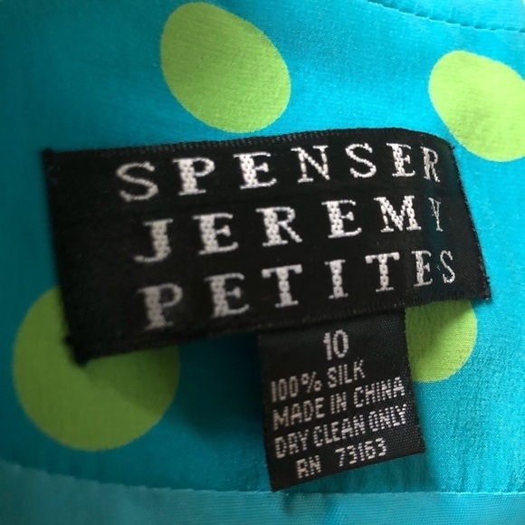 VTG Spenser Jeremy Petites200% Silk Wrap Dress Sz.10 Turquoise Green Polka Dot - Picture 8 of 9
